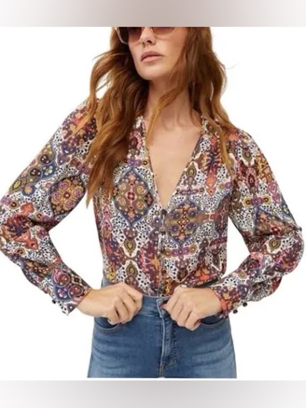 Veronica Beard Sura Bohemian Tapestry Print Blouse Top - Size 6